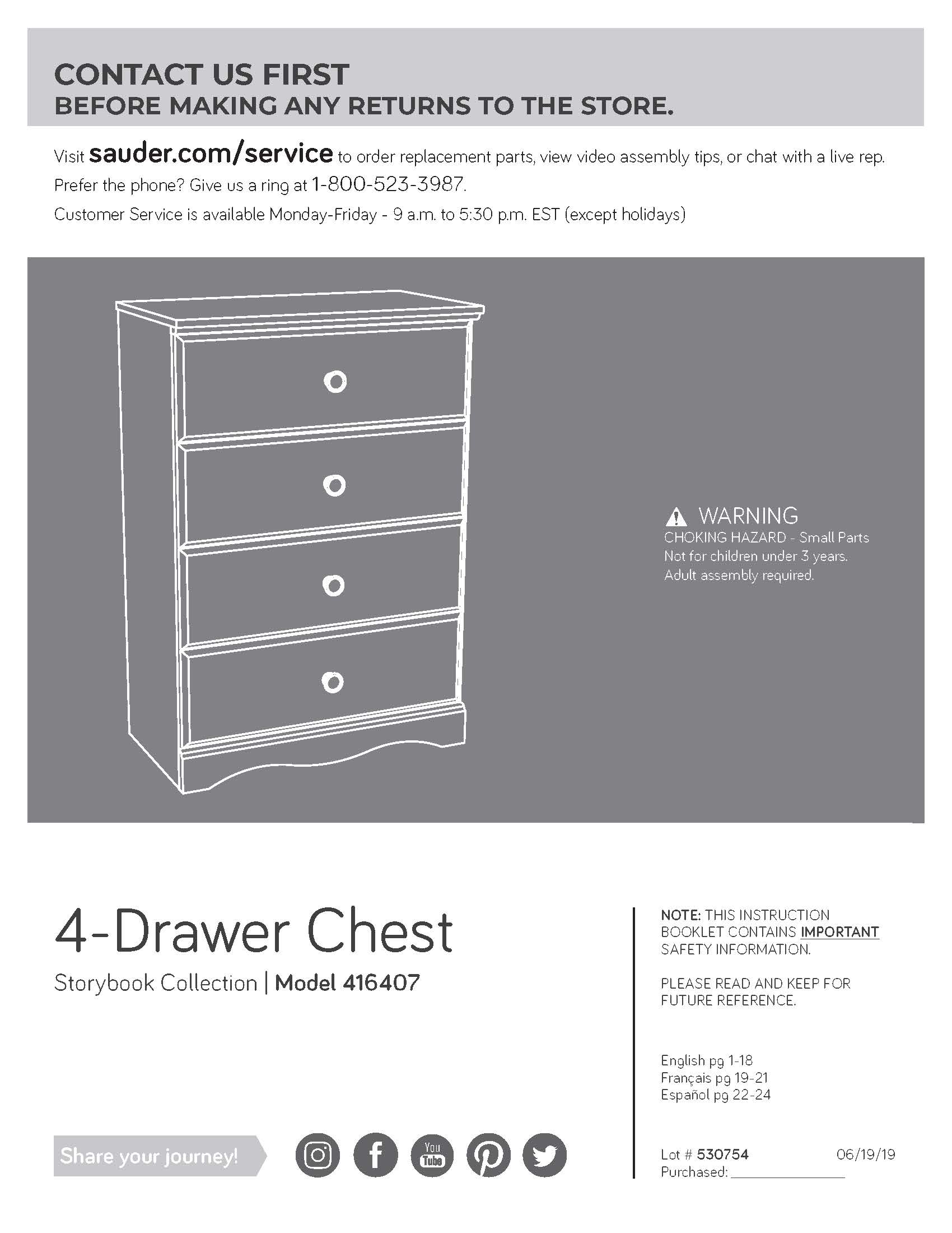 Sauder Storybook 4 Drawer Dresser Soft White Walmart Com