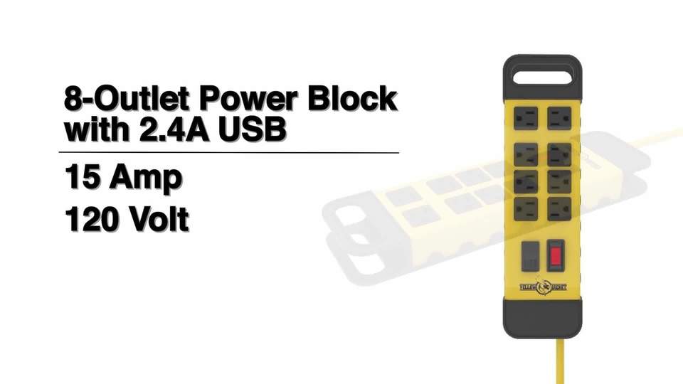 2.4 AMP Details about   NEW 2-Pack Yellow Jacket Power Strip  9 Outlets & 2 USB Charge Ports 