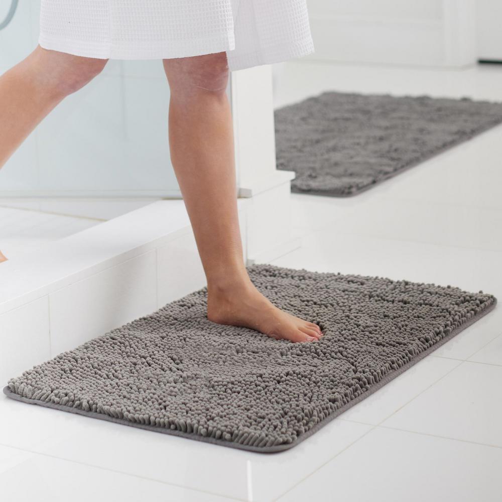 GORILLA GRIP Chenille Bath Rug 30x20, Rubber Backing Quick Dry Washable ...