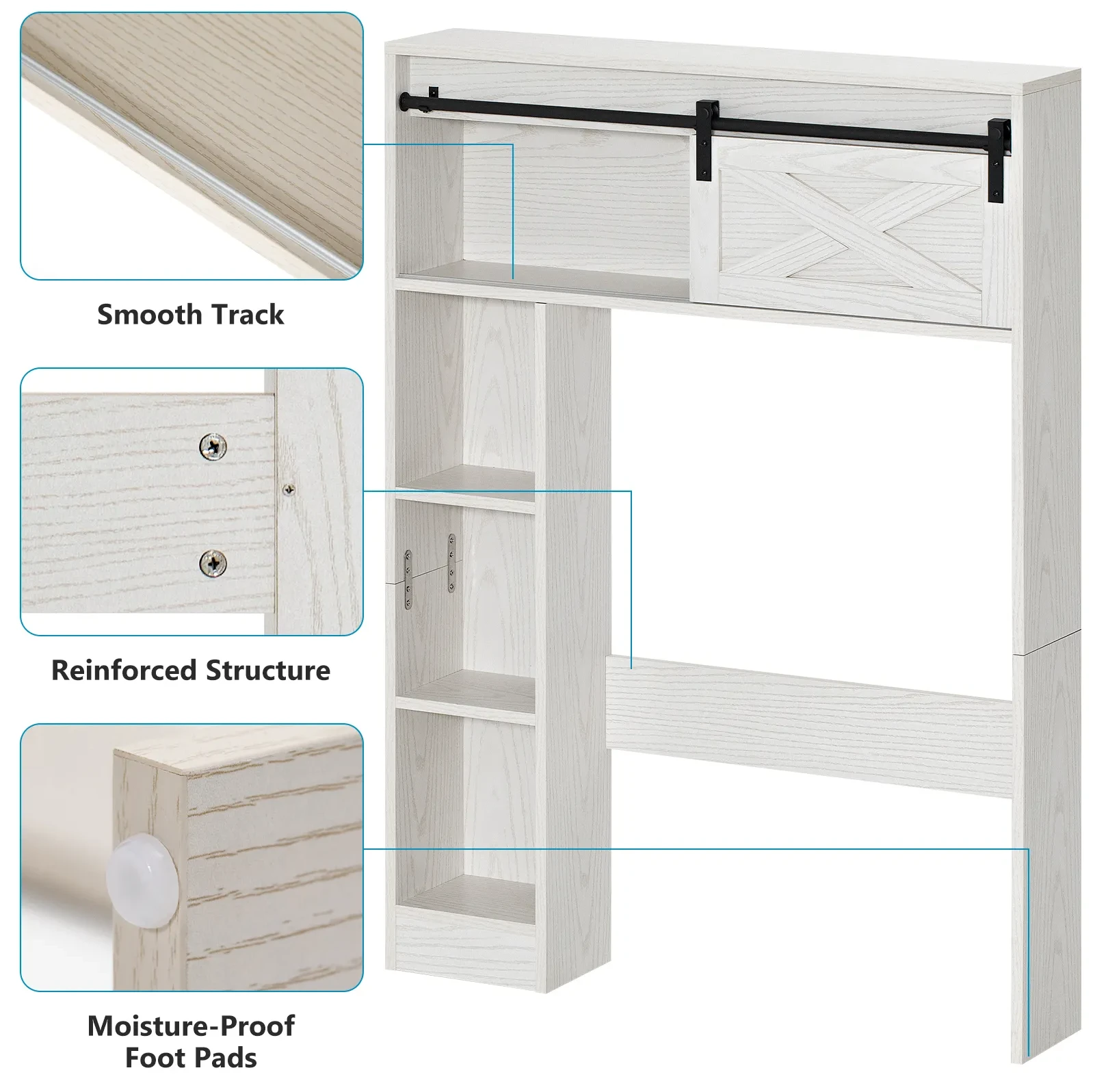 Veikous Bathroom Over the Toilet Storage Cabinet Organizer with Doors and  Shelves, 7.4 in. D x 22.4 in. W x 66.9 in. H, White at Tractor Supply Co.