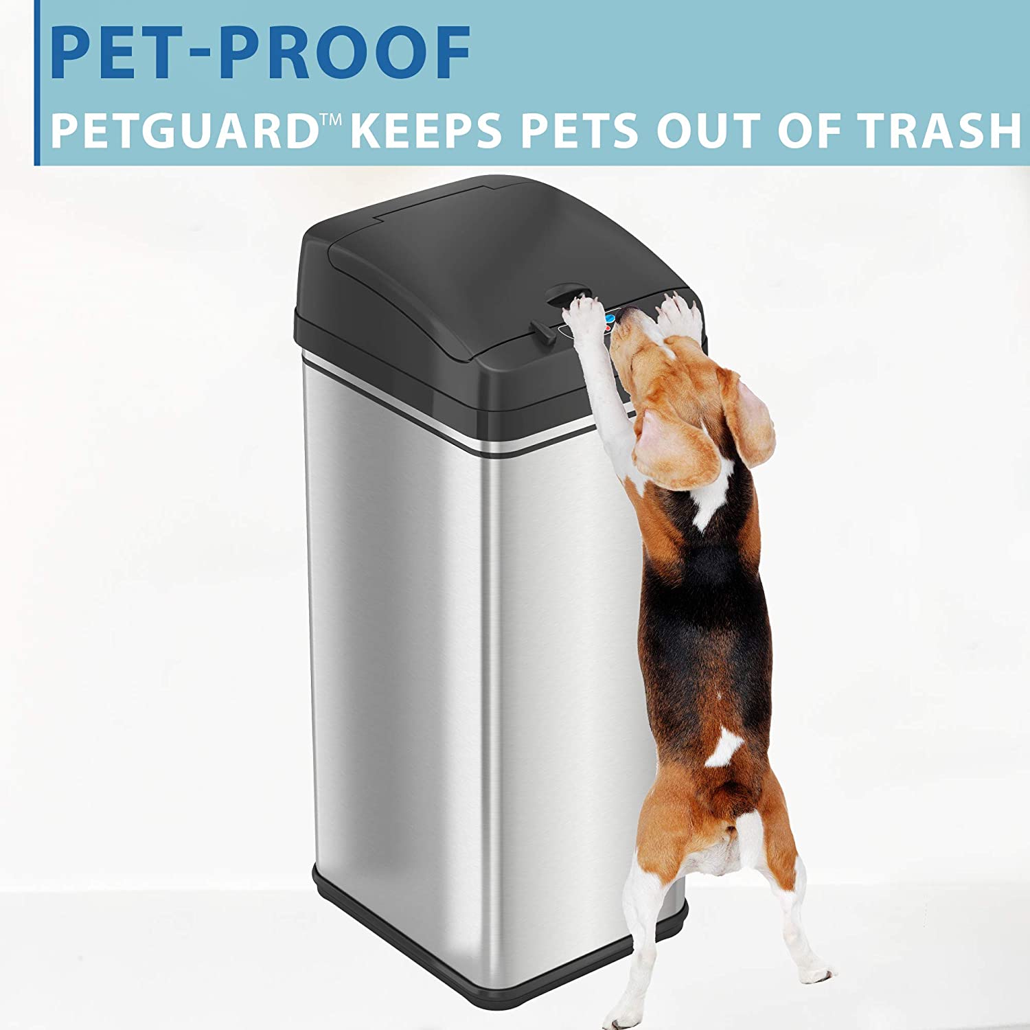 13 Gal. Square Extra Wide Opening Touchless Trash Can IT13MX