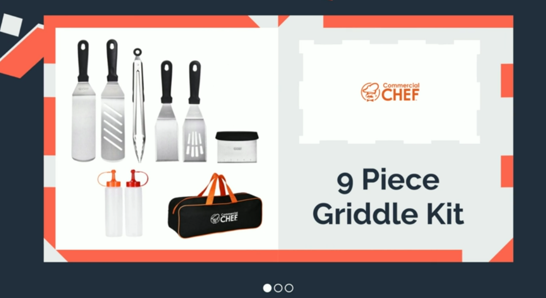 Commercial CHEF 9 pc. Stainless Steel Griddle Accessories Kit