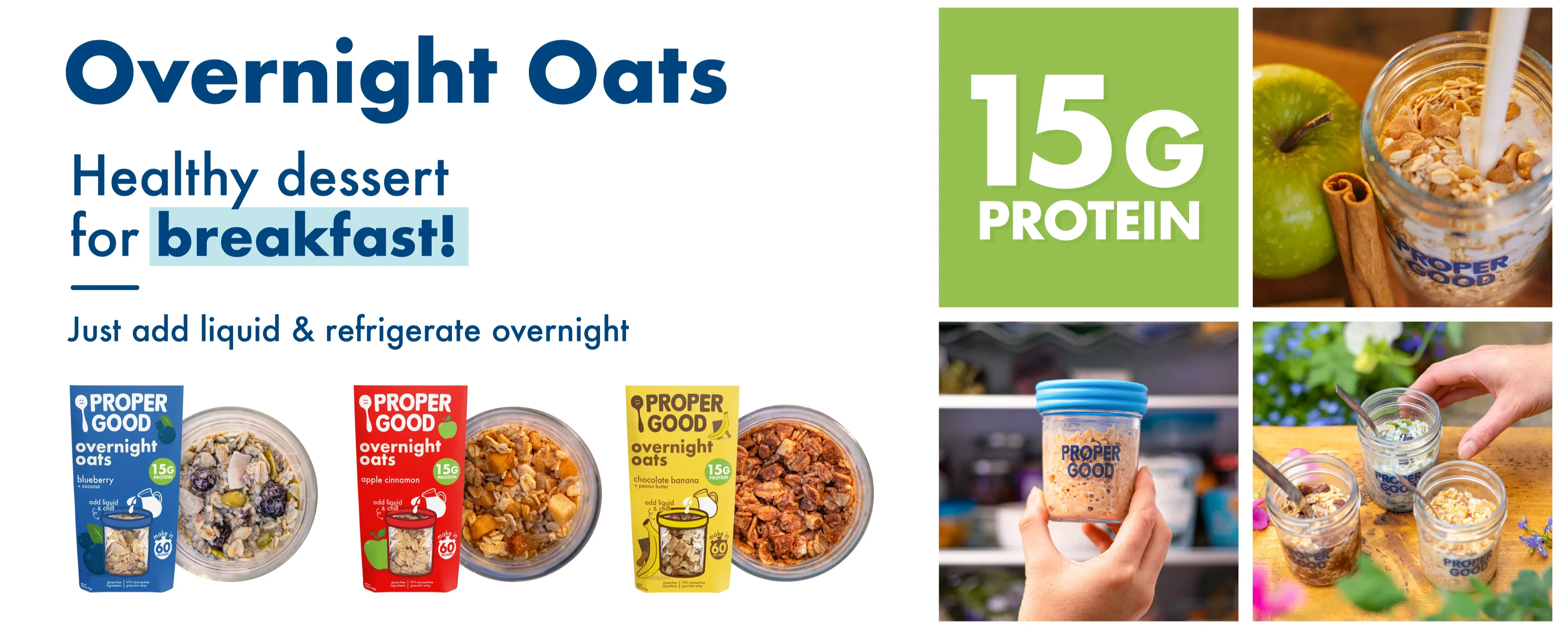 Oats Overnight - Party Variety Pack High Protein, High Fiber Breakfast Shake - Gluten Free, Non-GMO Oatmeal Strawberries & Cream, Green Apple