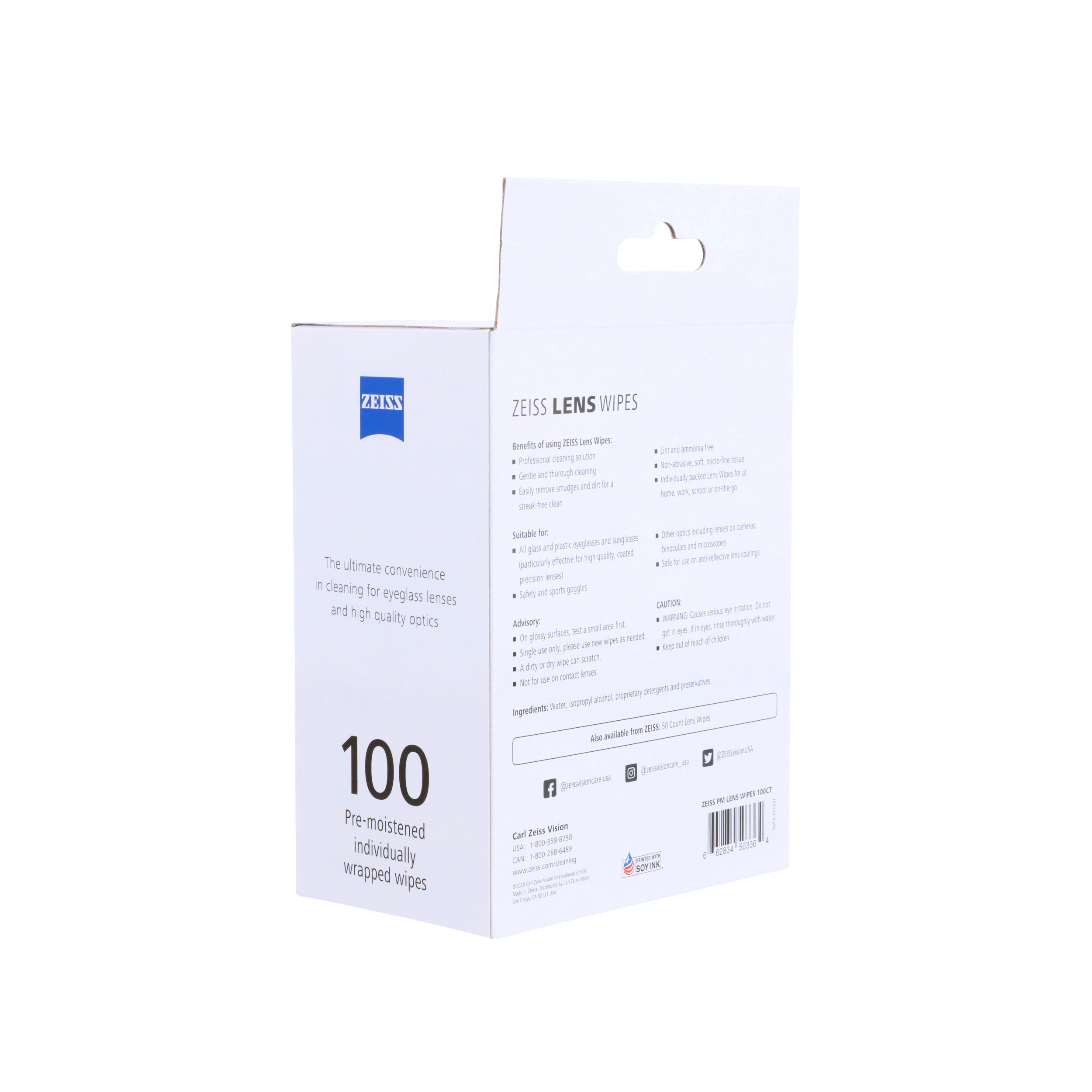 ZEISS Lens Wipes, Pre-Moistened Eye Glass Cleaner Wipes, 100 Count -  DroneUp Delivery