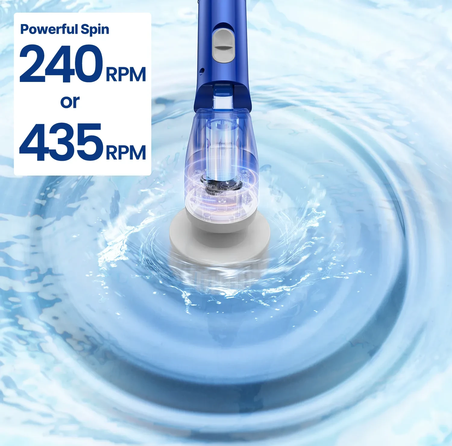 iDOO Electric Spin Scrubber, Cordless Shower Scrubber Bathroom Cleaning Brush with Adjustable Extension Handle for Bathtub, Tile, Floor, Size: 16.14L