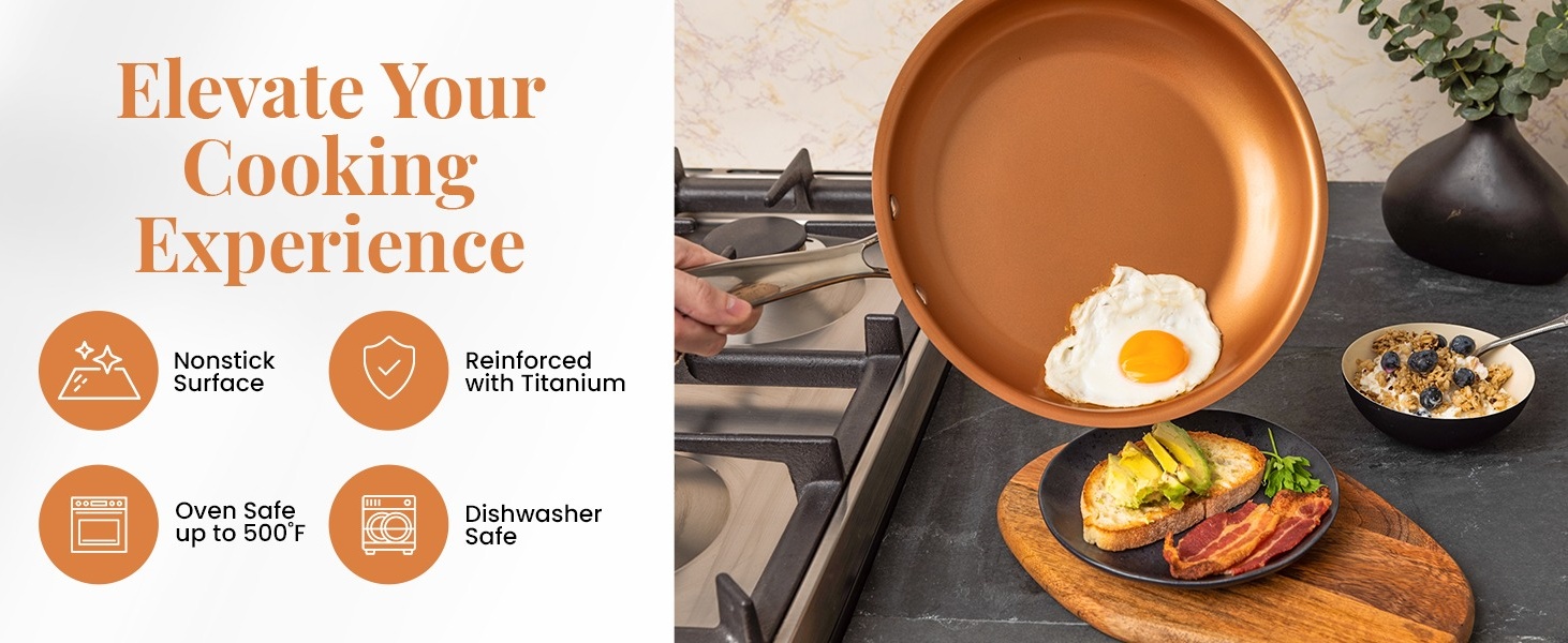 Gotham Steel Hammered Copper Collection – 20 Piece Premium Pots and Pans  Set Nonstick Ceramic Cookware + Bakeware Set for Kitchen