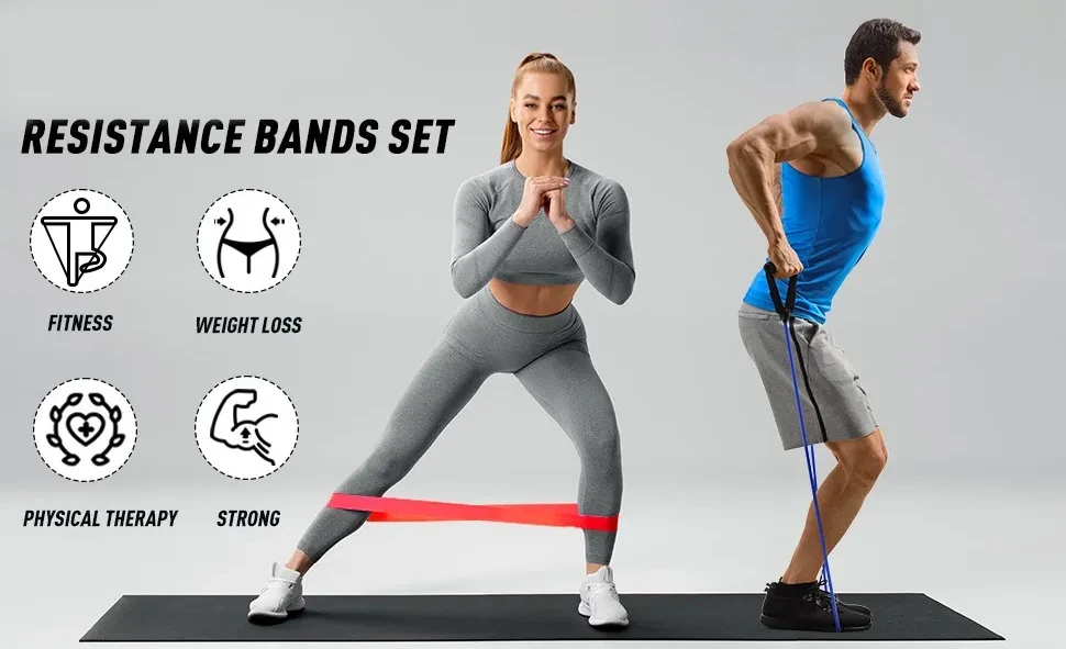 BCOOSS Elastic Resistance Bands for Exercise Legs and Butt Set of 5