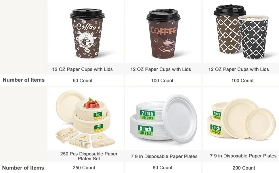Lamosi 60 Pack 12 oz Disposable Coffee Cups with Lids, Paper