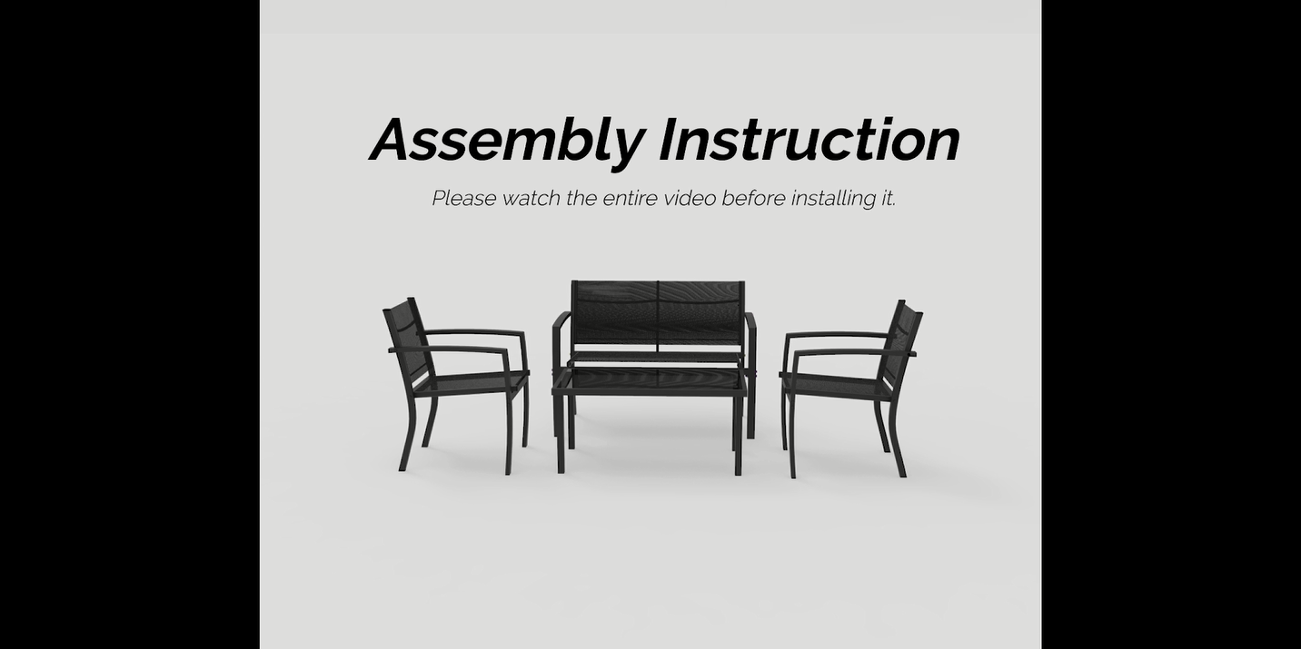LACOO 4 Pieces Outdoor Furniture Set Patio Textilene Steel Conversation Set with Loveseat Tea Table for Lawn and Balcony, Black - image 2 of 8