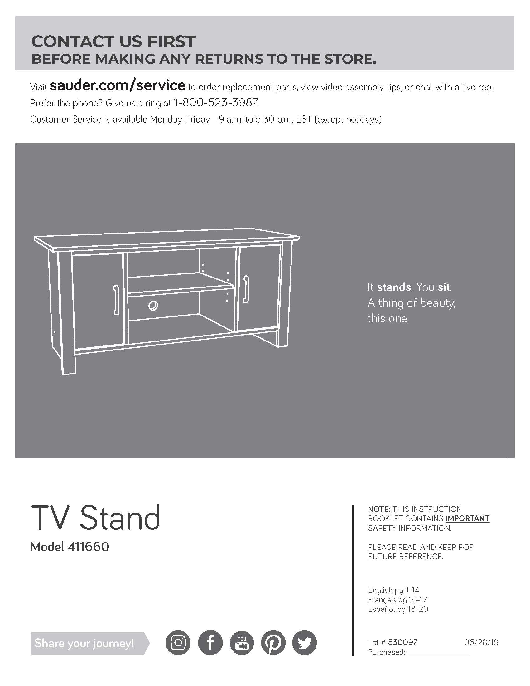 Mainstays TV Stand for TVs up to 47", Blackwood Finish ...