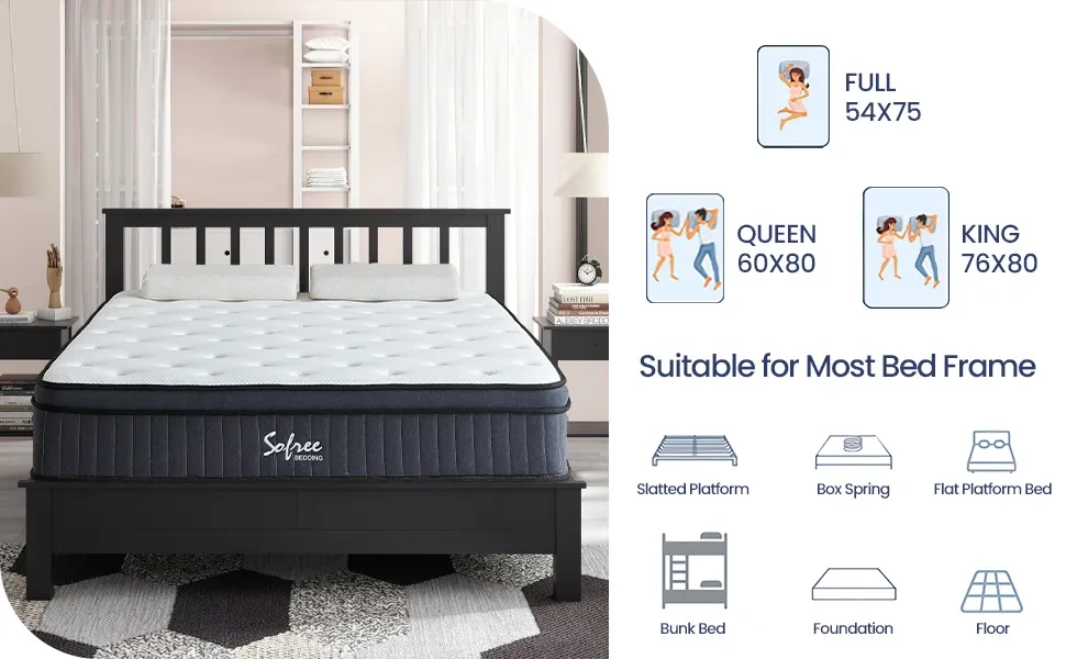 Sofree Bedding Full Mattress, 10 inch Memory Foam Mattress in A Box, Individual Pocket Spring Mattress with Motion Isolation and Pressure Relief