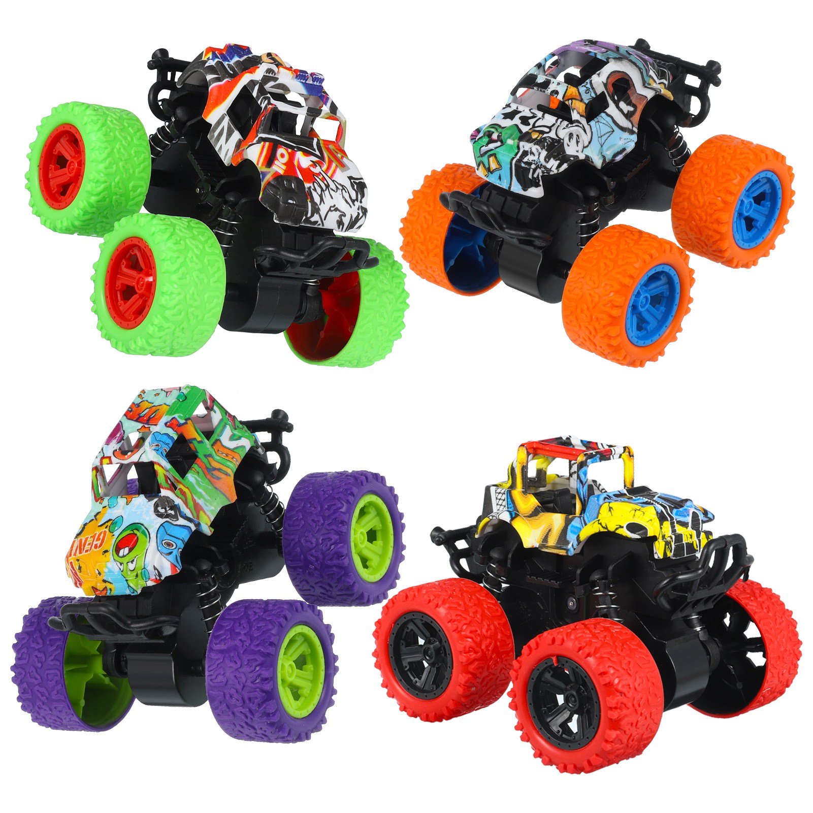 CozyBomB™ Monster Trucks Toys for Boys - Friction Powered 3-Pack Mini Push  and Go Car Truck Playset Inertia Vehicle for Boys Girls Toddler Aged 3 4 5