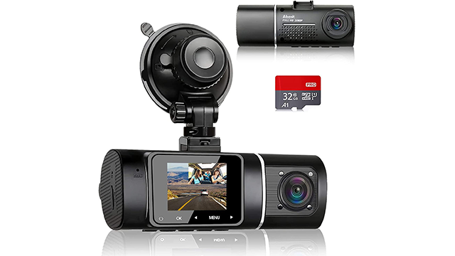 Dash Cam, Abask Dash cam Front and Inside with 32G SD Card,1080P+1080P ...