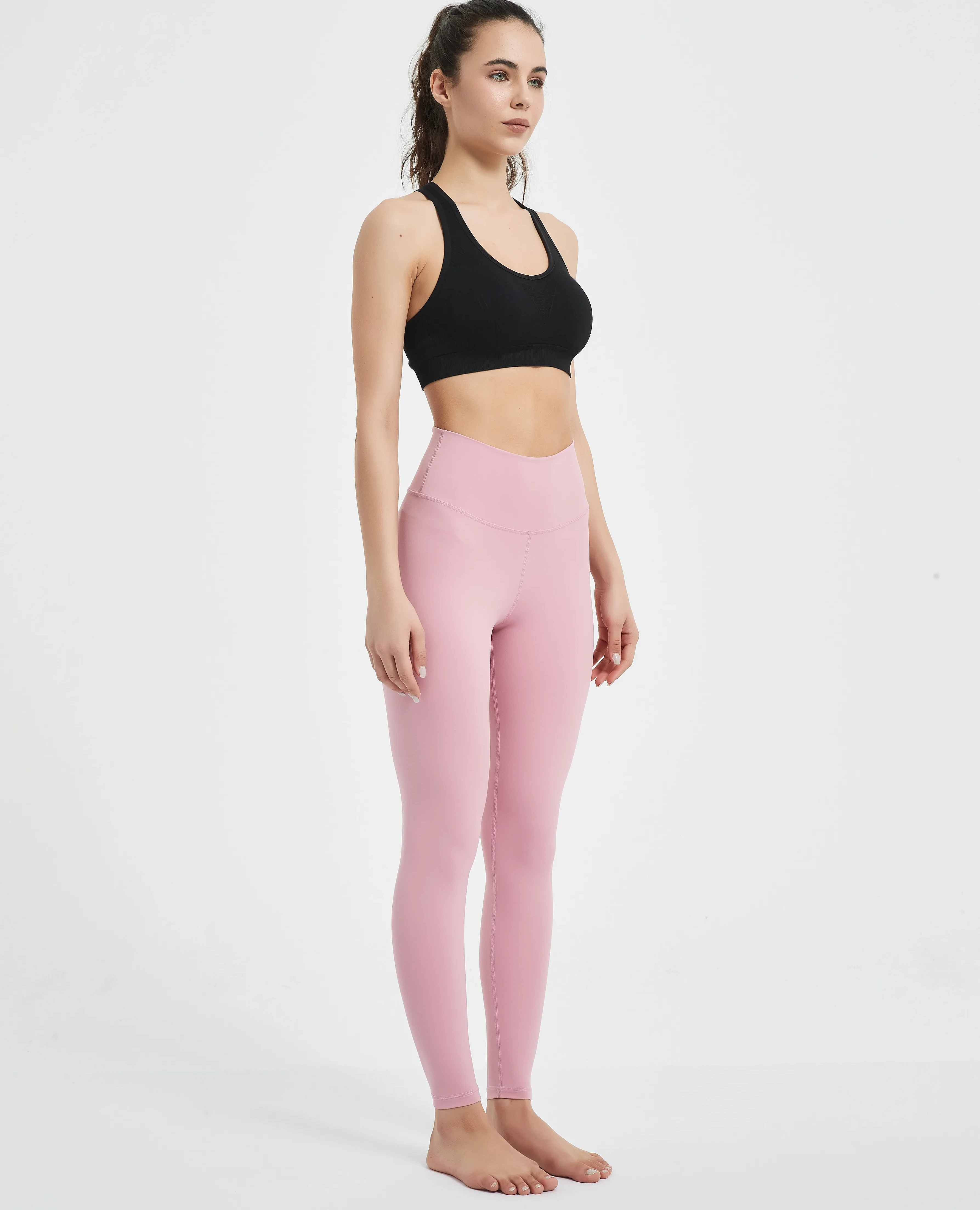 Colorfulkoala Women's High Waisted Tummy Control Workout Leggings 7/8  Length Ultra Soft Yoga Pants 28 (L, Mauve Pink)