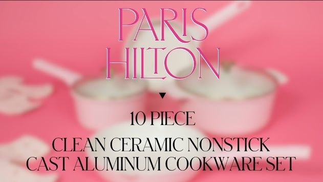 Paris Hilton Epic Nonstick Pots and Pans Set, Multi-layer Nonstick Coating,  Tempered Glass Lids, Soft Touch, Stay Cool Handles, Made without PFOA