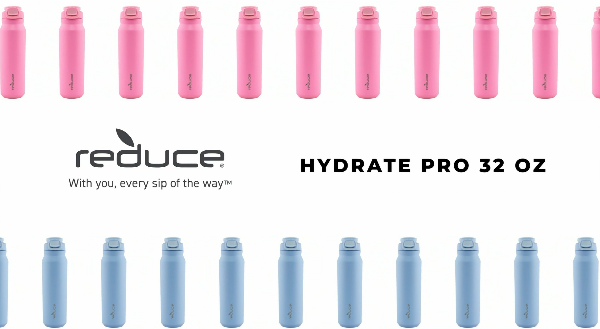 Reduce Hydrate Pro Water Bottle - Hidden Straw Flip Top Lid. Stainless ...