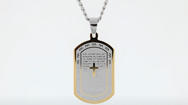 Mens Gold Stainless Steel Engravable Dog Tag Pendant Necklace