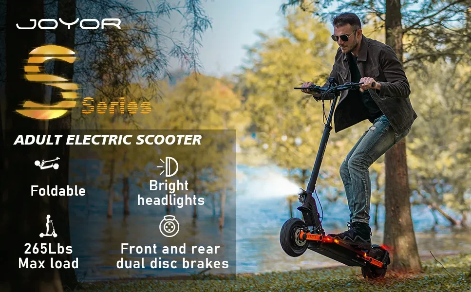 JOYOR S5 Electric Scooter Adults, 800W Motor 10 Tires Up to 31 Mph &  25Miles, Disk Brake Scooter for Adults 