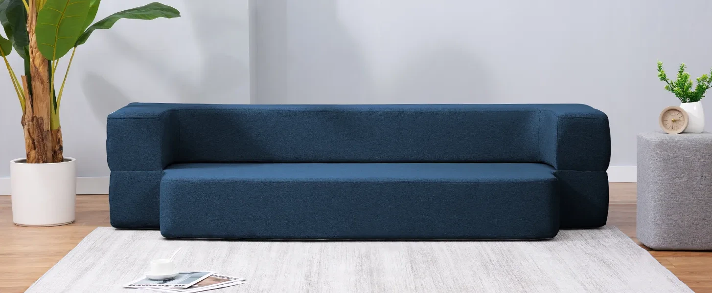 BALUS Folding Sofa Bed, Memory Foam Floor Couch Futon Sofa, Sleeper Sofa  Chair Bed Couch Bed, Modern Linen Fabric Removable Cover, for Living  Room/Apartment/Dorm/Loft (BLUE) 