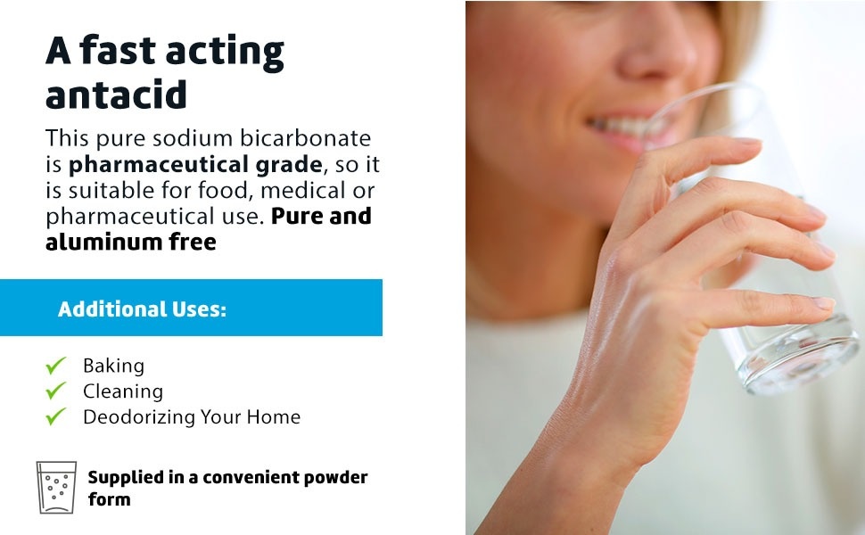 De La Cruz® Pure Sodium Bicarbonate Antacid Powder USP Grade 4 OZ. (113g)