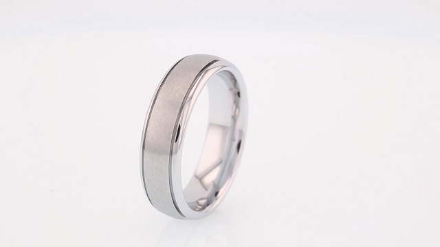 Men's Tungsten 6MM Grooved Satin Wedding Band - Men's Ring - image 2 of 5