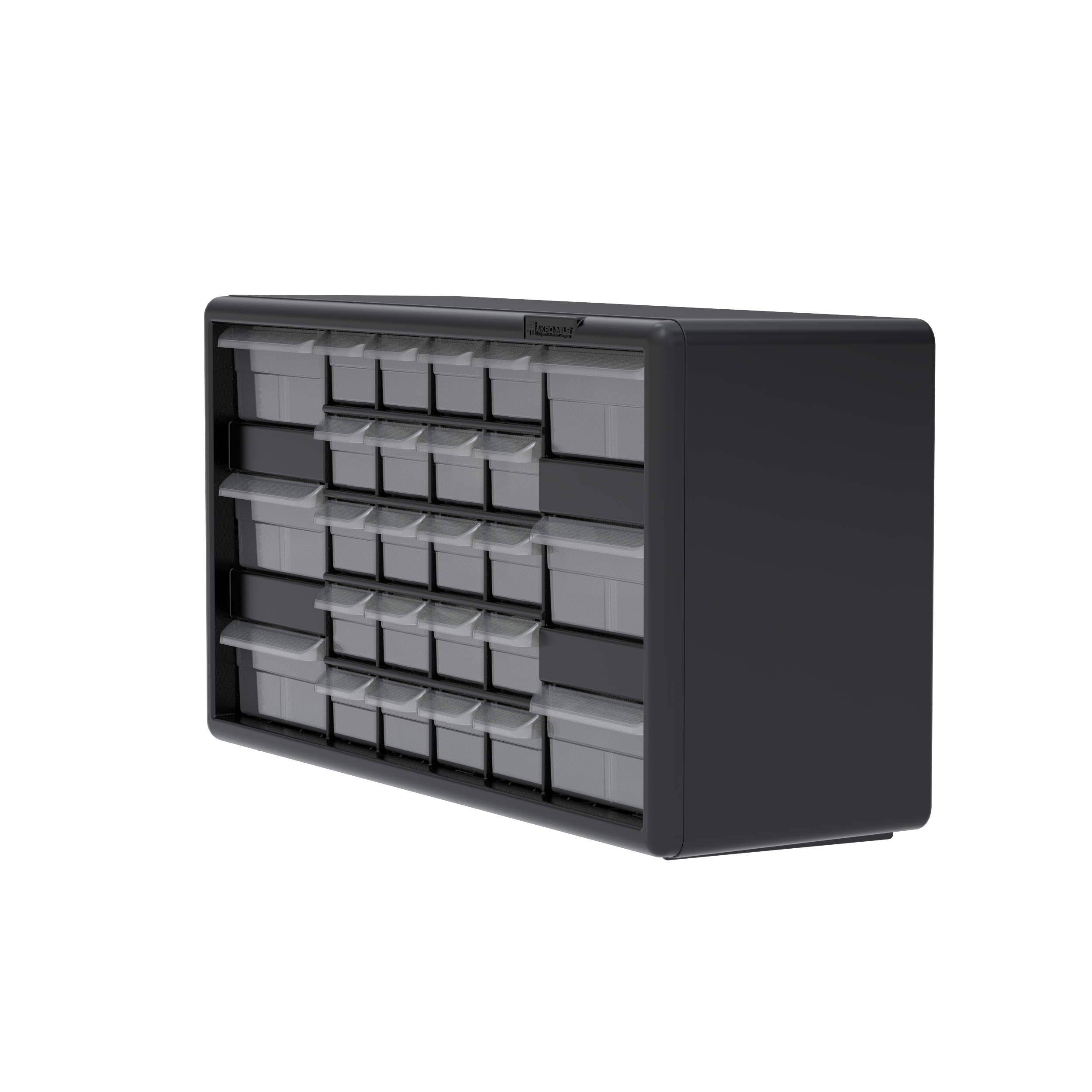 Akro Mils Plastic 26 Drawer Stackable Cabinet 20 x 6 38 x 10 1132 BlackGray  - Office Depot