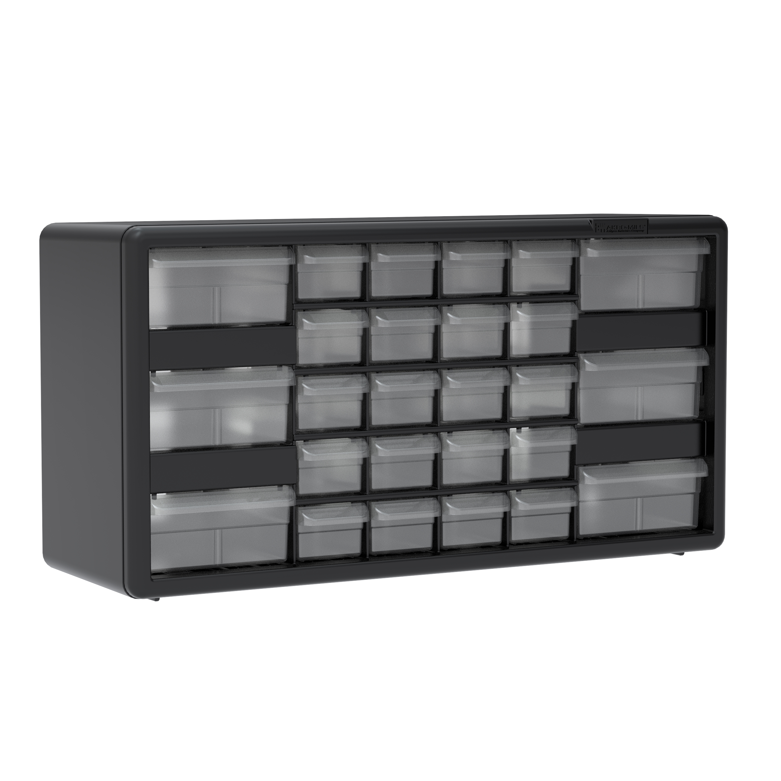 Akro Mils Plastic 26 Drawer Stackable Cabinet 20 x 6 38 x 10 1132 BlackGray  - Office Depot