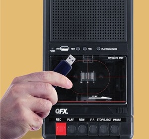 Silver QFX RETRO-40 Shoebox Cassette Tape Recorder +AUX/USB +Built-In Mic