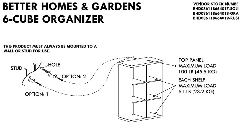 Better Homes & Gardens 6-Cube Storage Organizer, Multiple Finishes