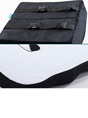 Qutool Memory Foam Coccyx Seat Cushion & Lumbar Support Pillow for Office Chair Car Wheelchair Orthopedic Chair Pad&Back Cushion, Size: Standard