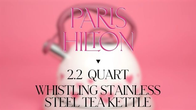 Paris Hilton Whistling Tea Kettle Stainless Steel, Dazzling Iridescent  Finish with Paris Signature, 2.2-Quart