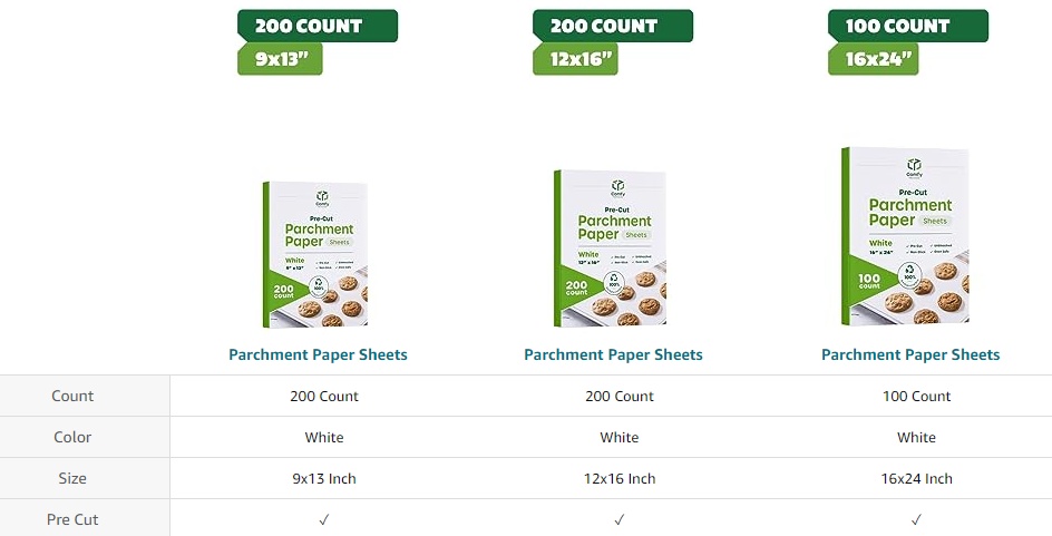 Biocean 200pcs 9X13IN Unbleached Parchment Paper Sheets Precut Heavy Duty Flat Kitchen Baking Supplies Paper Non-Stick,Non-Toxic Cooking Paper for