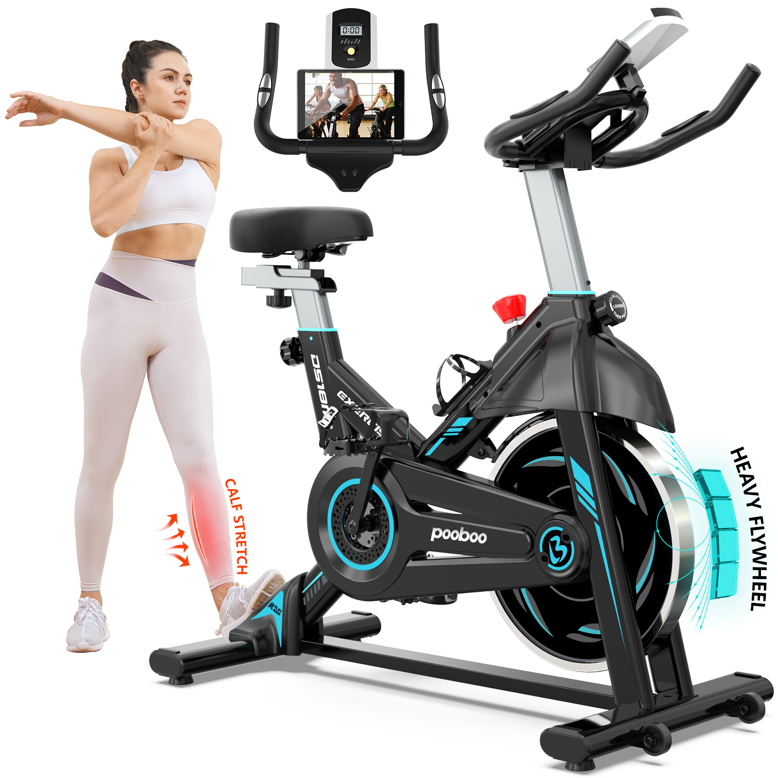 Pooboo Indoor Cycling Bike Magnetic Stationary Exercise Bikes Home Cardio Workout Bicycle Machine 350lb Flywheel Weight 40lbs - image 2 of 14