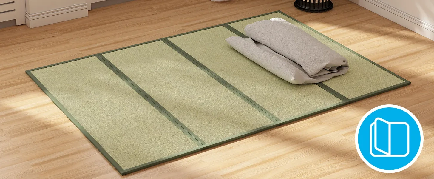Mjkone Full Size Tatami mat, Natural Grass Tatami,Folding Japanese