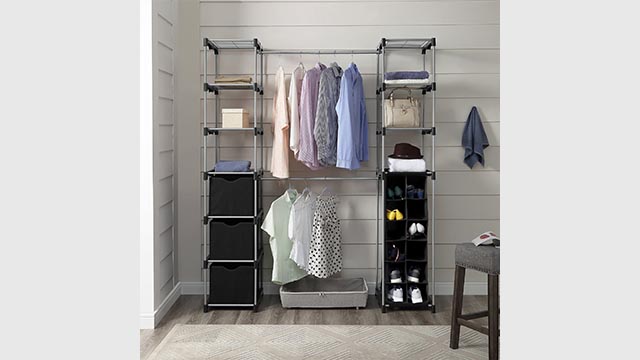 Mainstays  Non-Woven Closet Organizer, 2-Tower 9-Shelves, Easy to Assemble, Black - image 2 of 6