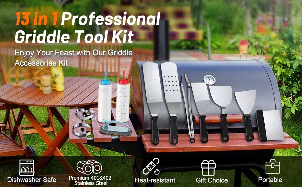 Pepe Nero Grill Smoker Barbecue Accessories Tools Set - 29 Pcs Stainless  Steel BBQ Flat Top Grill Tool Kit with Case for Outdoor Cooking & Camping –