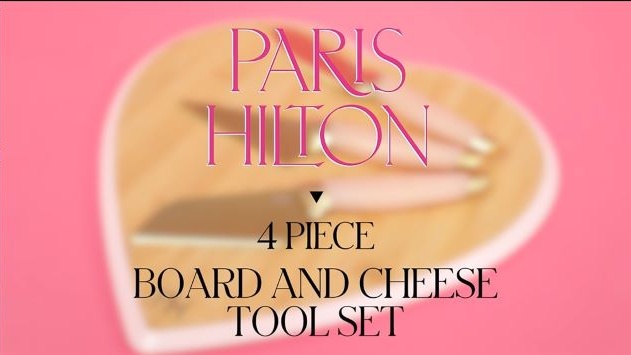 Paris Hilton 4-Piece Cheese Board Set with Large Heart-Shaped, Reversible  Bamboo Cutting Board, Pink