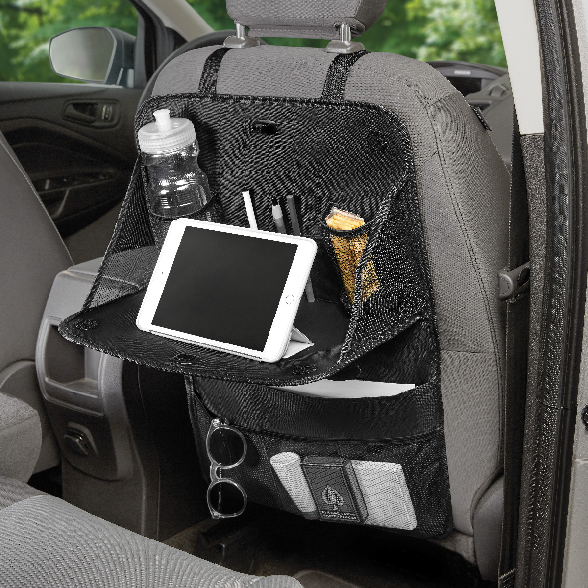 Universal Car Back Seat Travel Organiser Folding Multi Pockets Food Drink Holder 