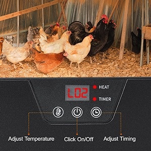 Winpull Chicken Coop Heater, Portable Radiant Chicken Heater, 5 Timing and  3 Temperature Levels, 100/200W Coop Heater with Thermostat Energy Efficient