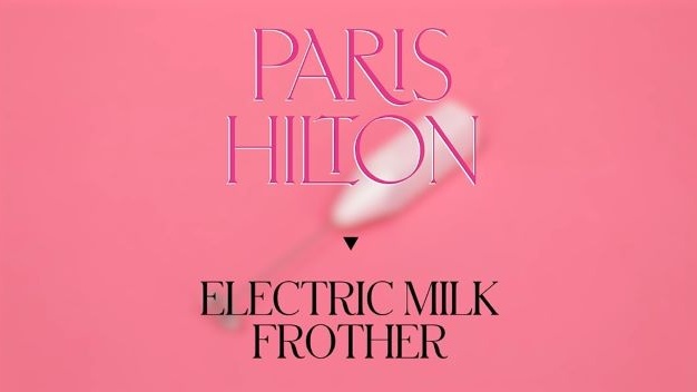 Paris Hilton Electric Handheld Milk Frother with Double Coil Head Whisk and  Gold Metal Stand, Battery Powered (2 AA Batteries Required but Not