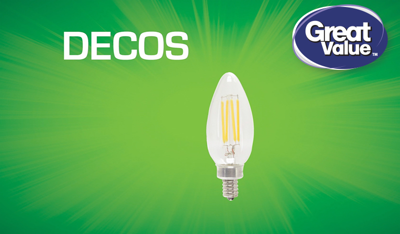 Great Value LED Light Bulb, 5.5W (60W Equivalent) B10 Deco Lamp E12 ...