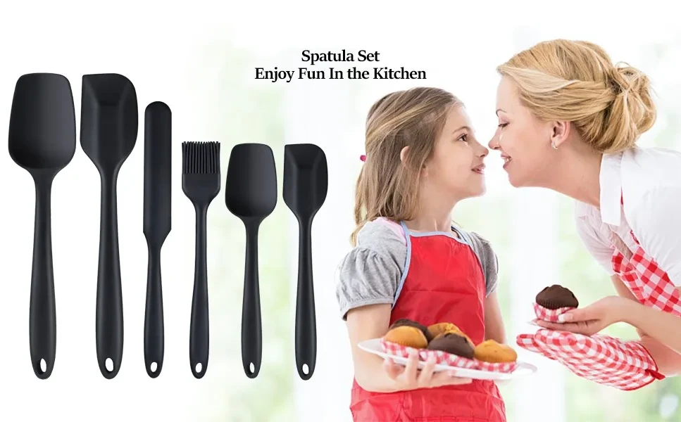 6-Piece Silicone Spatula Set 230°C Heat Resistant BPA Free Non