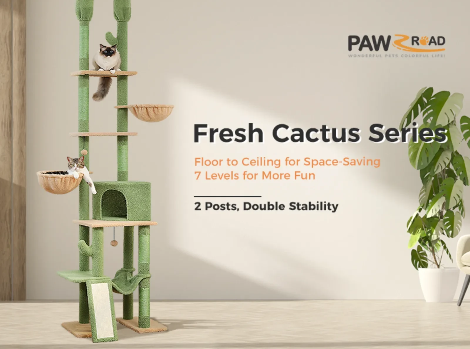 PAWZ Road Cactus Cat Tree Condo Floor to Ceiling 85-112