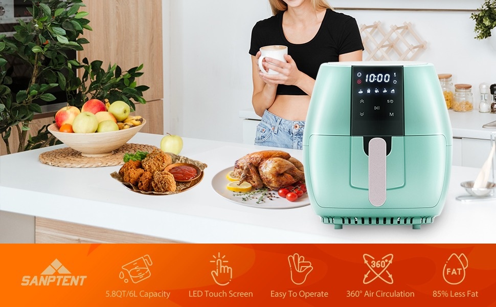 Large Colorful Touch Screen Air Fryer - 6L Capacity, Adjustable Time And  Temperature, Multi-Functional And Convenient For Home Use
