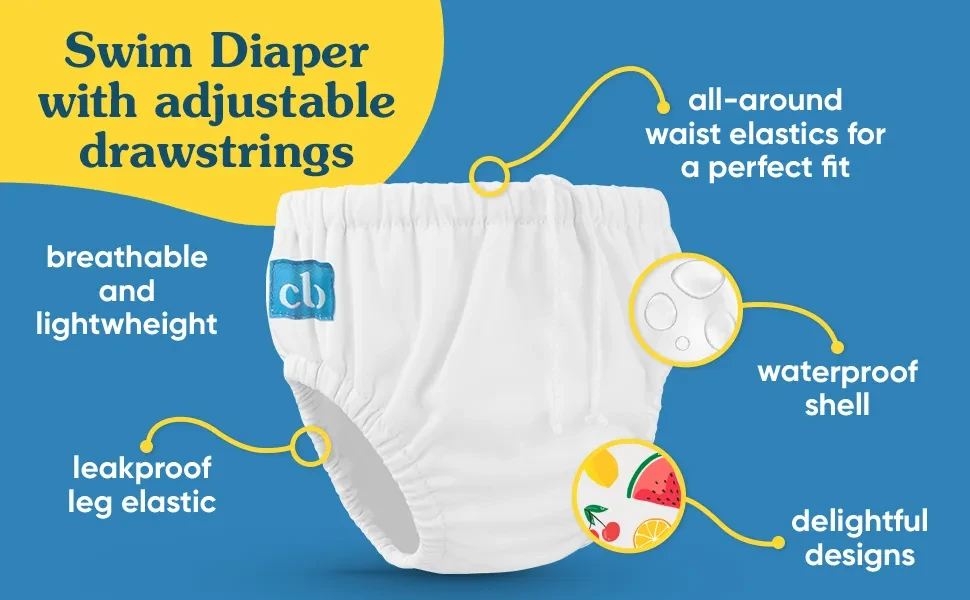 Charlie Banana Reusable Swim Diaper with Adjustable Drawstring