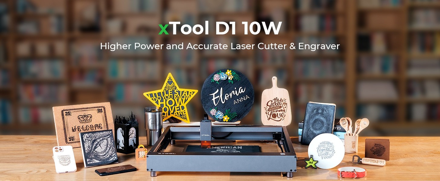 xTool D1 60W DIY Laser Cutter and Engraver Machine with Rotary, 10W Higher  Optical Power Dual Laser Beam Engraving Machine Support LightBurn 