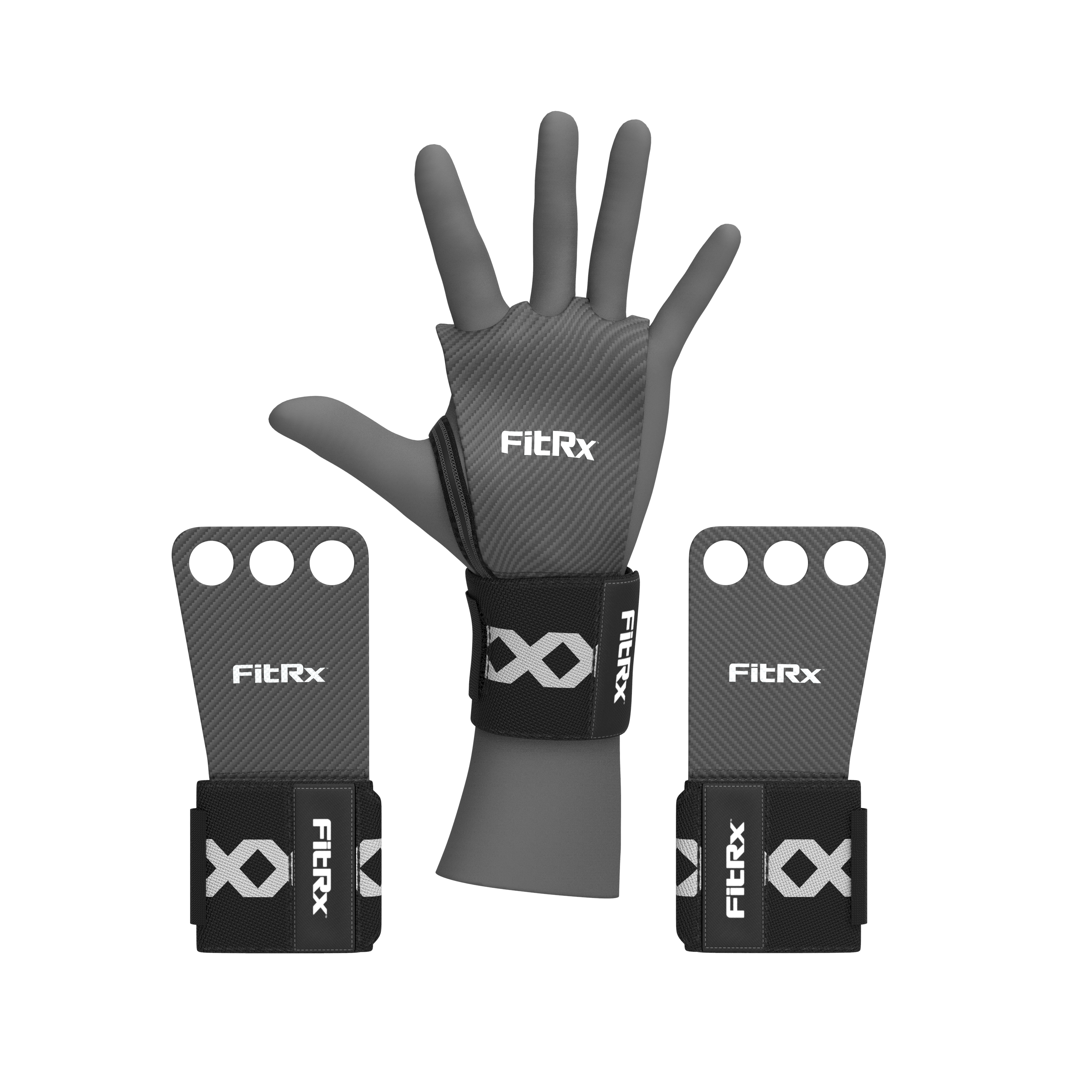 FitRx Grip Wraps, 12” Nylon Workout Gloves with Weightlifting Wrist Wraps,  Gym Gloves, One Pair 