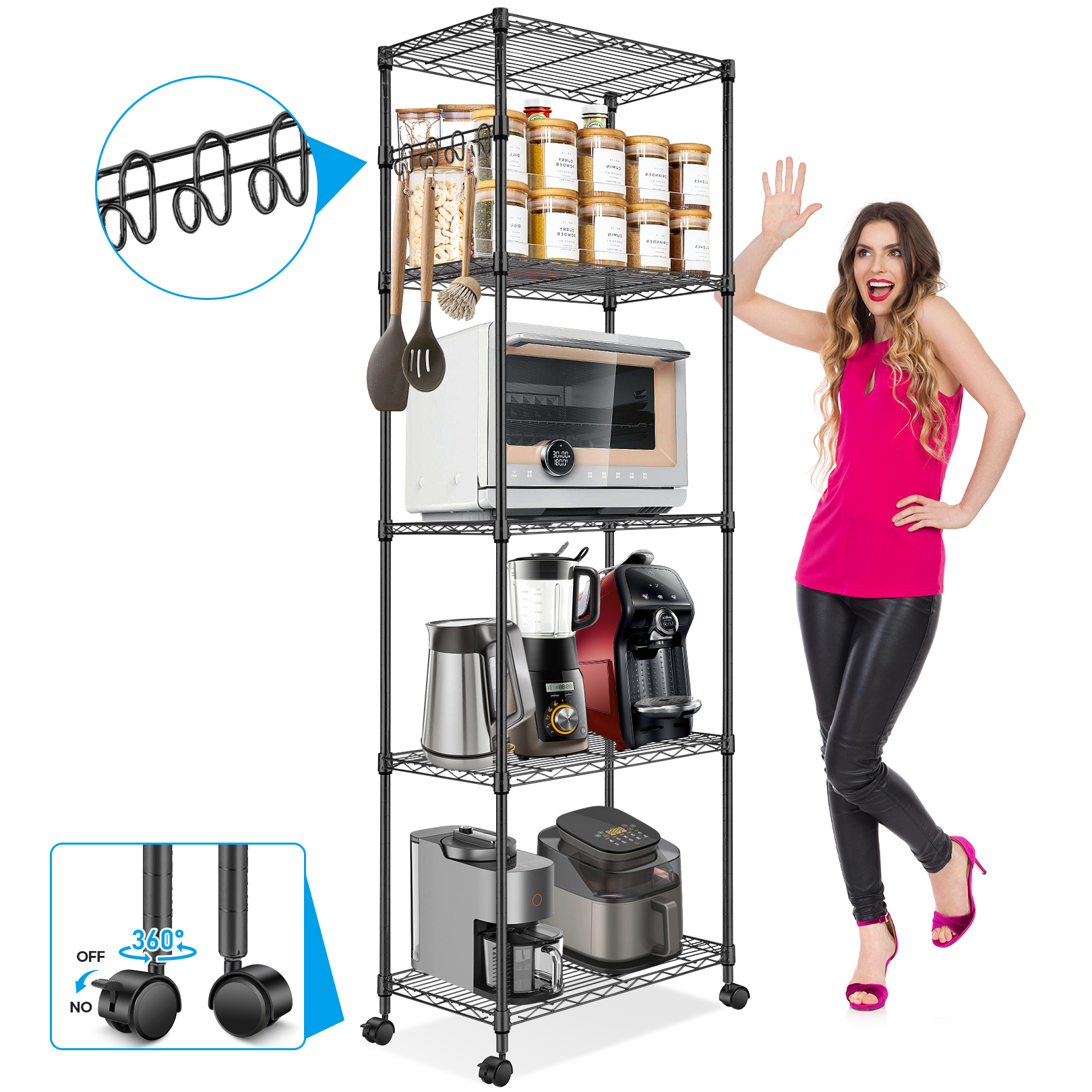 4-Shelf Adjustable Storage hot Shelving Unit Organizer Wire Rack Metal for Kitchen