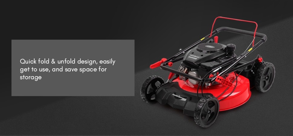 PowerSmart 144cc 21’‘ Push Lawn Mower, 6-Position Height Adjustment, Quick Fold & Easy Storage DB8602P