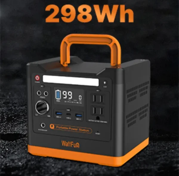 Wattfun Portable Power Station, 96000mAh/298Wh LiFePO4 Solar Generator